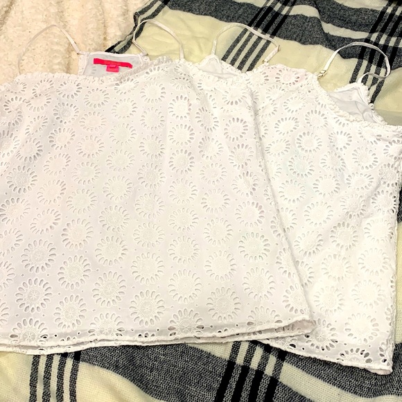 LILLY PULITZER DUSK RUFFLED TANK TOP RESORT WHITE SUNSHINE EYELET. Size L - Picture 4 of 10